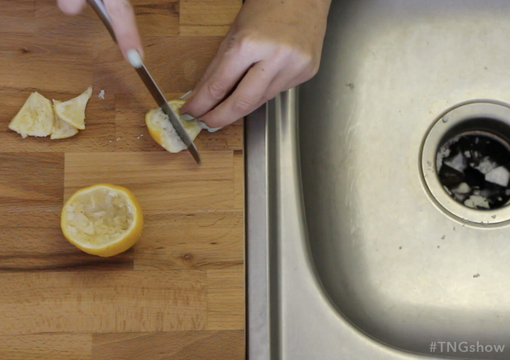 Freshen the garbage disposal with lemon from The Normal Girl Show